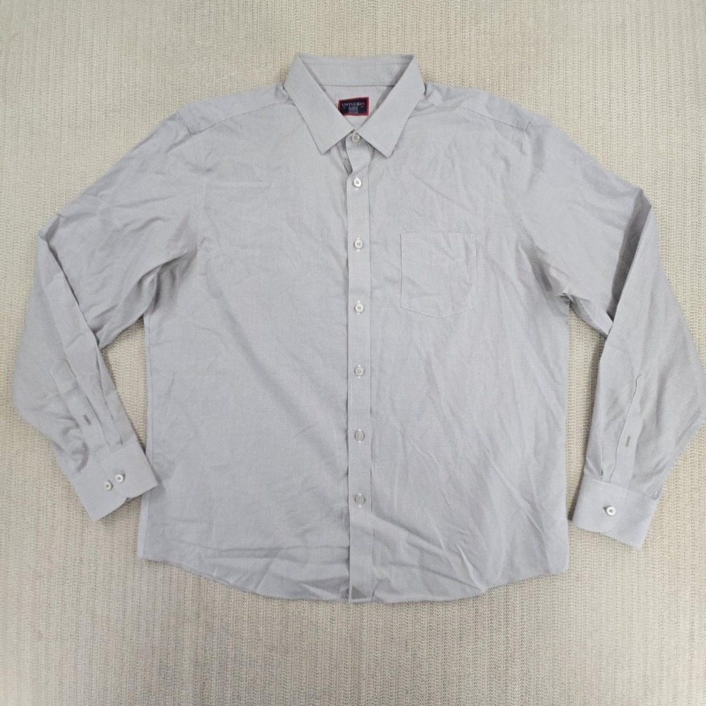 UNTUCKit Shirt Mens XL Gray Check Long Sleeve Button Up Wrinkle Free Cotton